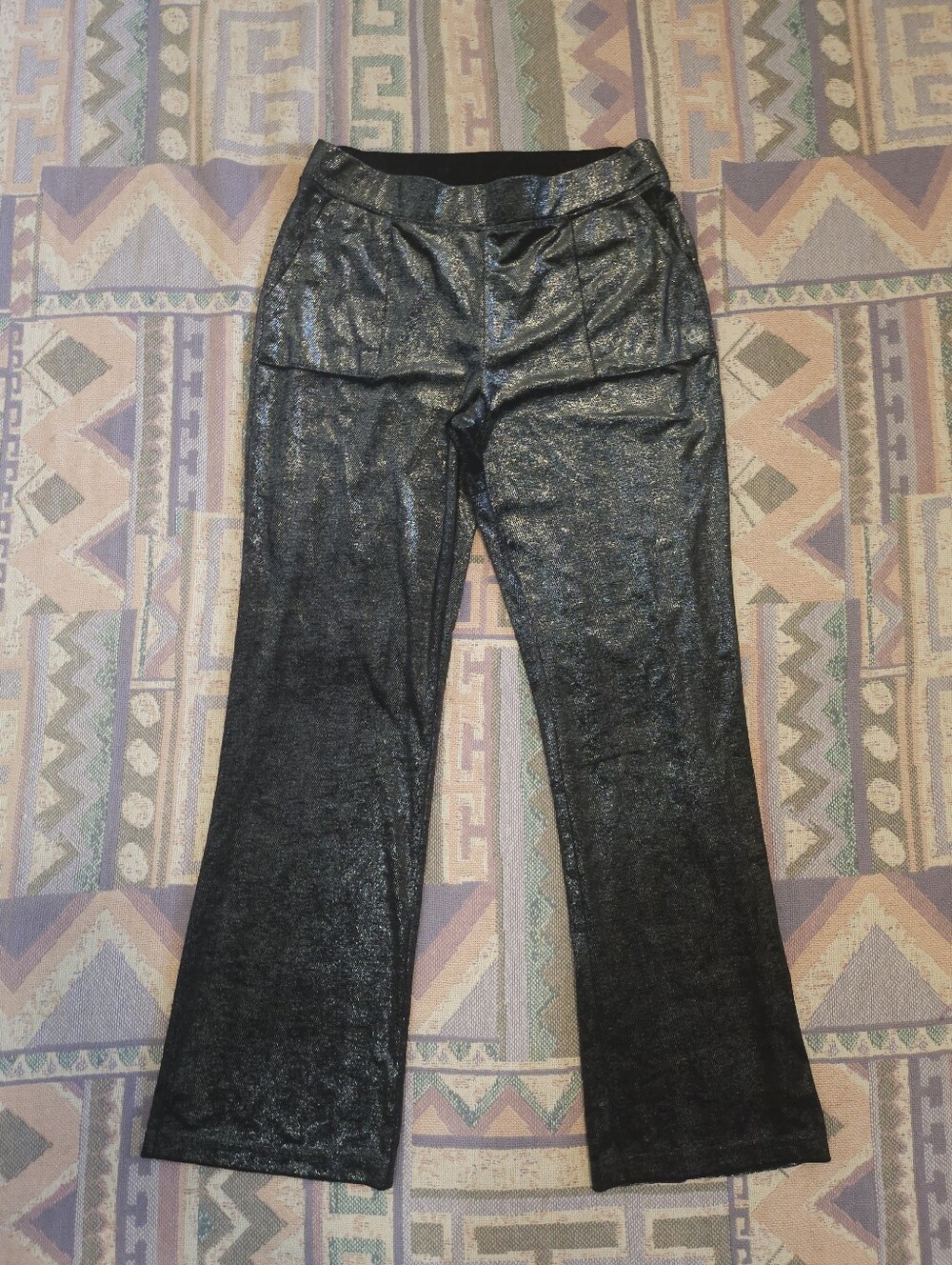 JUICY by JUICY COUTURE Velour Black/Silver Shine Lounge Pants Size Medium